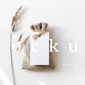 Gift tag mockup, Favor tag mockup, Blank 2x3,5" label, Minimalistische lege witte kaart, Bruiloft briefpapier mockup, natuurlijke tonen