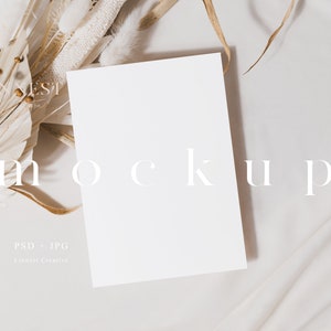 5 x 7" Karte Mockup, minimalistische leere weiße Karte, Hochzeit Briefpapier Mockup, Grußkarte Mockup, moderne Boho neutrale Töne Karte Mockup LC3