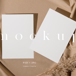 Dubbele kaart mockup, Boho kaart mock up, Bruiloft stationaire mockup, Minimalistische twee zijden kaart mockup, 5x7" Moderne en minimale neutrale kaart 03