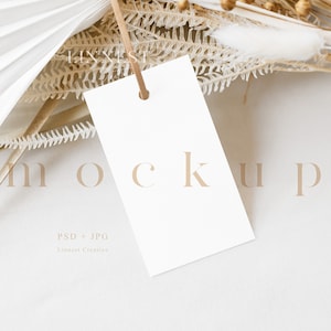 Boho gift tag mockup, Bruiloft gunst tag mockup, Kerst cadeau tag mockup, Minimalistische lege gift tag mockup, Licht en luchtige tag mockup 08