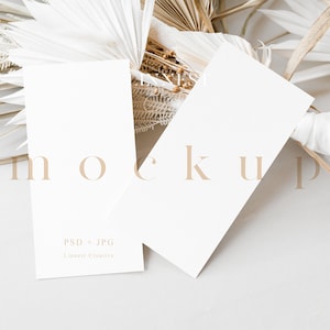 Aardse bruiloft programma mockup, Boho bruiloft stationair mockup, 4 x 8 menu mockup dubbelzijdig, minimalistisch neutraal trouwkaart mockup 08