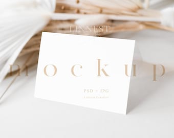 Zelt falten Karte Mockup, minimalistische gefaltete Karte Mockup, Hochzeit stationäre Mockup, leere weiße Karte Mockup, leere Dankeschön-Karte Mockup 08