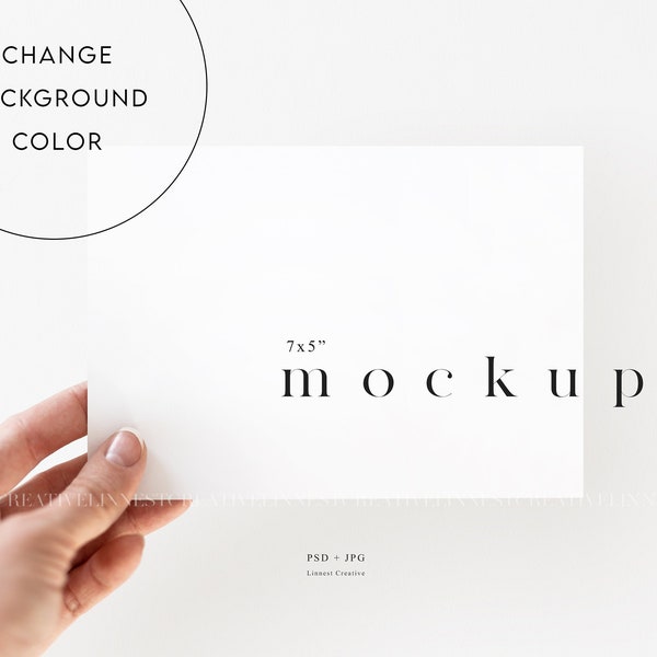 Greeting card landscape mockup, Hand card mockup, Minimalist card mockup, Wedding mock up, Horizontal card mockup Smart Object 07