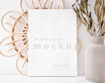 Canvas mockup, A4 canvas, Wall art mockup, Minimalist empty canvas, Blank canvas, Modern living room mock, Printables mockup, Art canvas