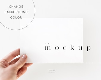 Greeting card landscape mockup, Hand card mockup, Minimalist card mockup, Wedding mock up, Horizontal card mockup Smart Object 07