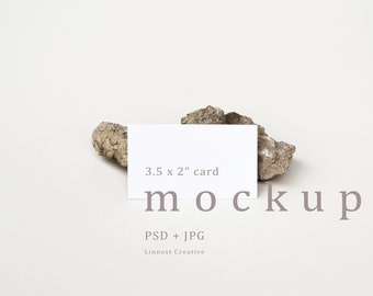Visitekaartje mockup, Plaats kaart mockup, 3,5x2 " kaart mockup, minimalistische lege witte kaart, Smart object mockup, Diaper Raffle kaart mockup