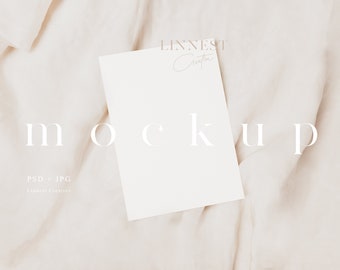 5x7" card mockup, Minimalist empty white card, Wedding stationery mockup, Greeting card mockup, Modern boho neutral tones card mockup LC4
