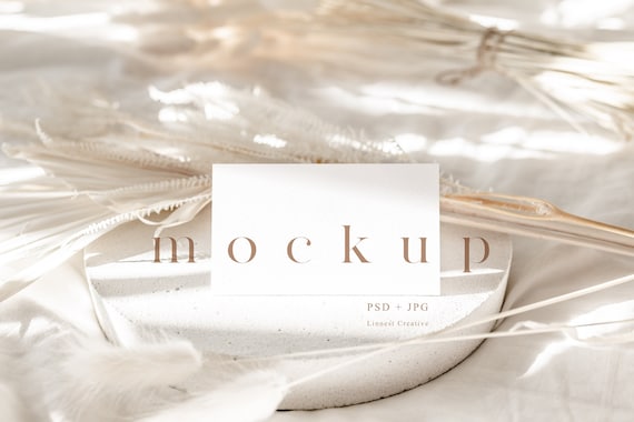 Boho business card mockup, Neutral place card mock up, Modern wedding stationary Smart Object mockup, Minimal folded place card mockup LC1