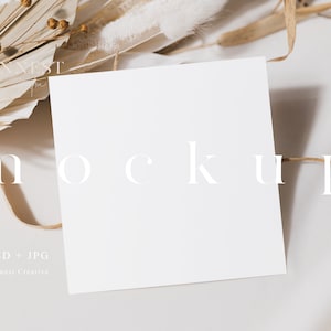 5x5 " Vierkante kaart mockup, Boho kaart mock up, moderne bruiloft briefpapier mockup, elegante vierkante bruiloft nodigen mockup, aardse neutrale kaart LC3