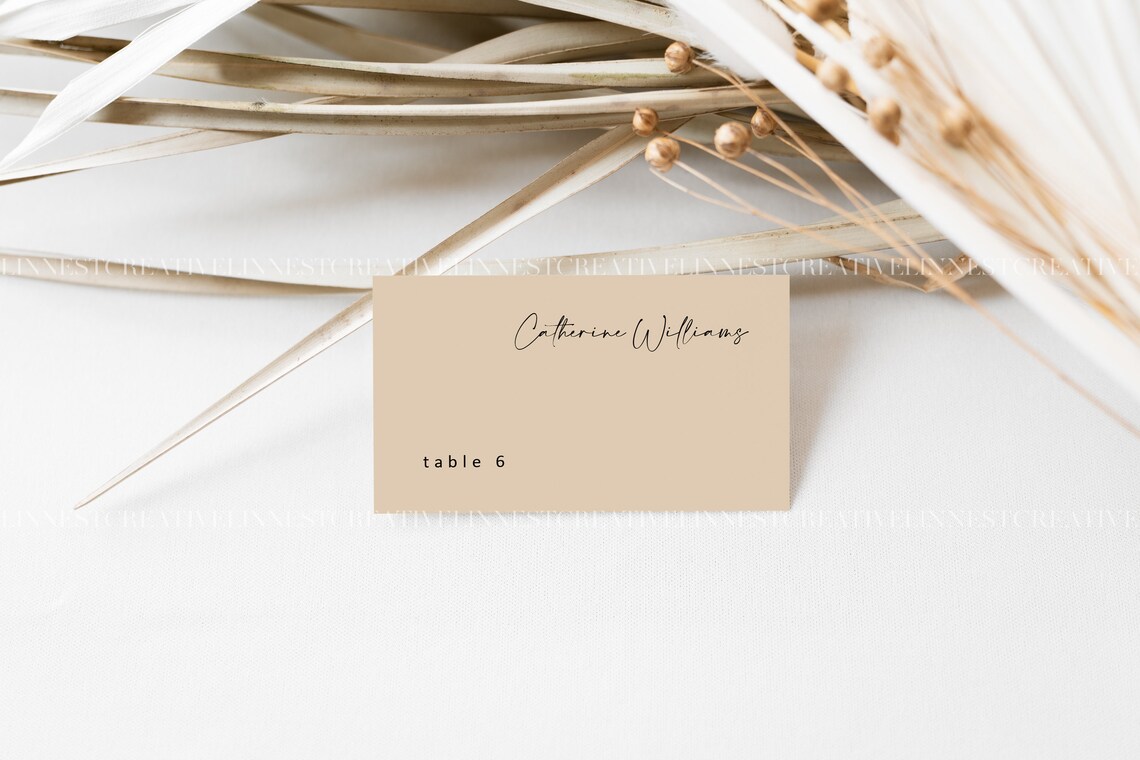 Boho business card mock up Earthy neutral place card