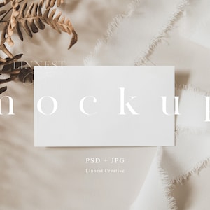 Boho Visitenkarten Mockup, Erdige neutrale Tischkarten Mockup, Modernes Hochzeit Briefpapier Smart Objekt Mockup, Minimales Branding Mockup 023