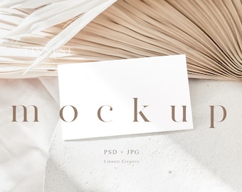 Boho business card mock up, Earthy neutral place card mockup, Modern wedding stationary Smart Object mockup, Minimal branding mockup LC1