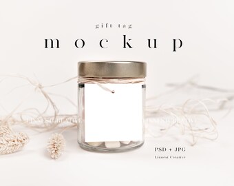 Square gift tag mockup, Favor tag mockup, Minimalist empty white card, Wedding stationery mockup, Natural tones blank white card, Modern tag