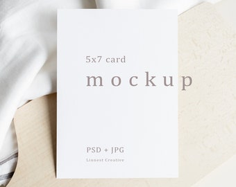 5x7" card mockup, Invitation mockup, Minimalist empty white card, Wedding stationery mockup, Natural tones blank white card