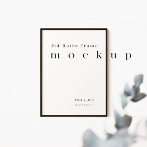 Minimalist black frame mockup, 3x4 ratio frame mockup, Empty black frame for modern print mockup, Picture frame mockup, Wall art mockup