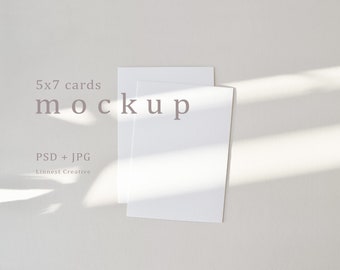 5x7" cards mockup for wedding invites and greeting cards, Minimalist empty white card, Wedding stationery mockup, Party invitation template