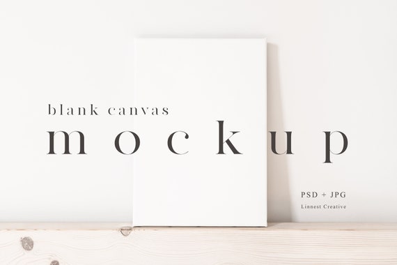 Art print canvas mockup, Minimalist empty canvas mock up, Modern A4 size white canvas, Wall art printables mockup, Artwork canvas mockup