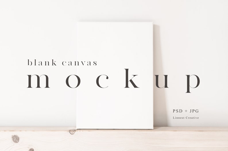 Kunstdruck Leinwand Mockup, Minimalistische leere Leinwand Mockup, Moderne weiße Leinwand im A4 Format, Wand Kunst Printables Mockup, Kunstwerk Leinwand Mockup Bild 1
