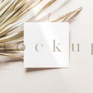 Maqueta de tarjeta cuadrada, maqueta de invitación de 5x5, tarjeta blanca vacía minimalista de Boho, maqueta estacionaria de boda, maqueta de tarjeta de tonos neutros modernos LC6