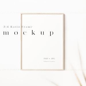 Wooden frame mockup, 3:4 Aspect ratio frame mockup, Minimalist empty wooden frame, Modern print mockup,Picture frame mockup, Wall art mockup