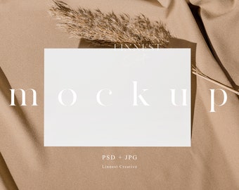 6x4 card mockup, Neutral card mockup, Boho card mockup Smart Object, Wedding mock up, 4x6 horizontal card mockup, Minimalist card mockup 03