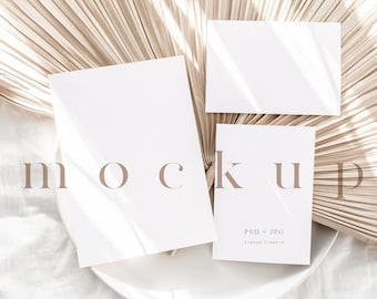 Boho wedding suite mockup, Modern neutral boho card mock up, Minimalist wedding stationary mockup, Minimal wedding suite mock up LC1