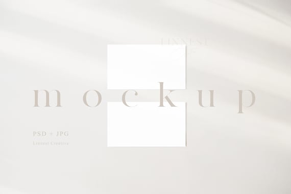 Minimal business cards mock up, Neutral tones flat place card mockup, Modern wedding stationary Smart Object mockup, Branding mockup