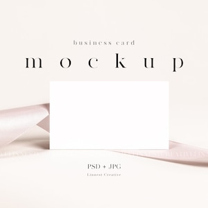 Mockup de cartão de visita, Mockup de cartão de visita, Mockup de cartão 3,5x2", Cartão branco vazio minimalista, Mockup de objeto inteligente, Mockup de tons neutros modernos