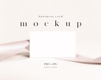 Business card mockup, Name card mockup, 3.5x2" card mockup, Minimalist empty white card, Smart object mockup, Modern neutral tones mockup