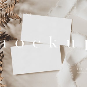Boho Visitenkarten Mockup, Erdige neutrale Tischkarten Mockup, Modernes Hochzeit Briefpapier Smart Objekt Mockup, Minimales Branding Mockup 023