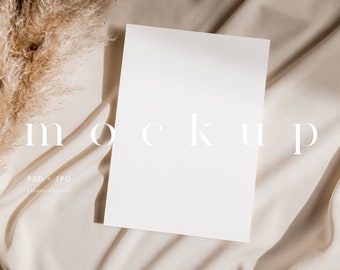 5x7" card mockup, Minimalist empty white card, Wedding stationery mockup, Greeting card mockup, Modern boho neutral tones card mockup LC3