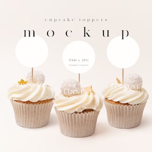 Cupcake toppers mockup, Valentijnsdag cupcake mockup, Roze cupcake topper mockup, Favor tag mockup, Minimalistische moderne cupcake topper mockup