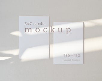 5x7" cards mockup for wedding invites and greeting cards, Minimalist empty white card, Wedding stationery mockup, Party invitation template