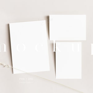 Einladung Suite Mock-up, minimalistische Hochzeit Mockup, 5 x 7 Karte Mockup Set, einfache neutrale moderne Karte Mockup, Hochzeit stationäre Mockup 010