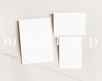 Invitation suite mock up, Minimalist wedding mockup, 5x7 card mockup set, Simple neutral modern card mockup, Wedding stationary mockup 010