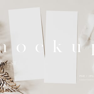 Boho bruiloft programma mock-up 4x9, Eenvoudige minimale bruiloft stationaire mockup, Dubbel menu mockup, Elegante boho bruiloft programma mockup 023