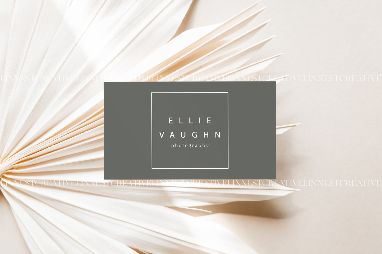 Boho business card mock up Earthy neutral place card