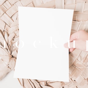 Folded card mockup 5x7, Folded wedding program mockup, Booklet mockup, Boho card mockup, Invite mockup, Wedding mock up stationary 043