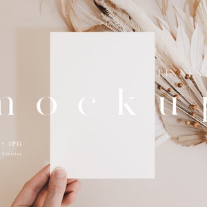 Boho card mock up, Minimalist invitation mockup, Wedding stationary mockup, Greeting card mockup, Modern dried flowers and card mockup LC8