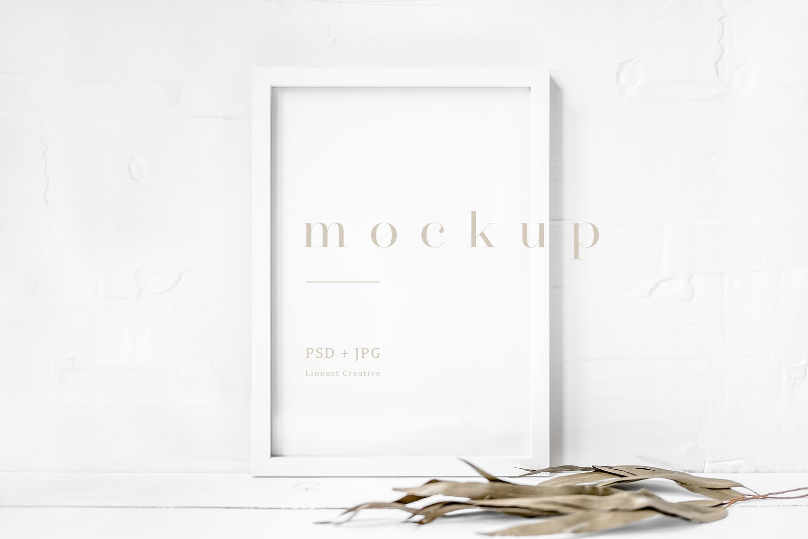 A4 Wooden Frame Mockup, Minimalist Empty White Frame, Print Mockup ...