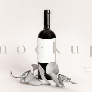 Wedding wine bottle label mockup, Wine label mockup, Bottle label mock up, Minimalist wine bottle label mockup LC5