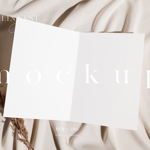 Gefaltete Karte Mockup 5x7, Gefaltetes Hochzeits-Programm Mockup, Heft Mockup, Boho Karte Mockup, Einladung Mockup, Hochzeit Mockup Stationary LC3