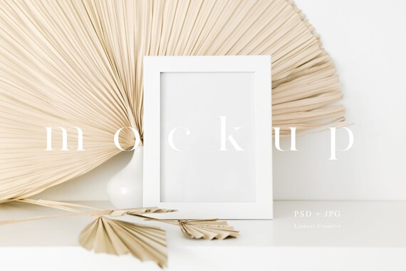 13x18 wooden frame mockup, Minimalist empty white frame, Print mockup, Picture frame mockup, Modern living room mockup, Printables mockup