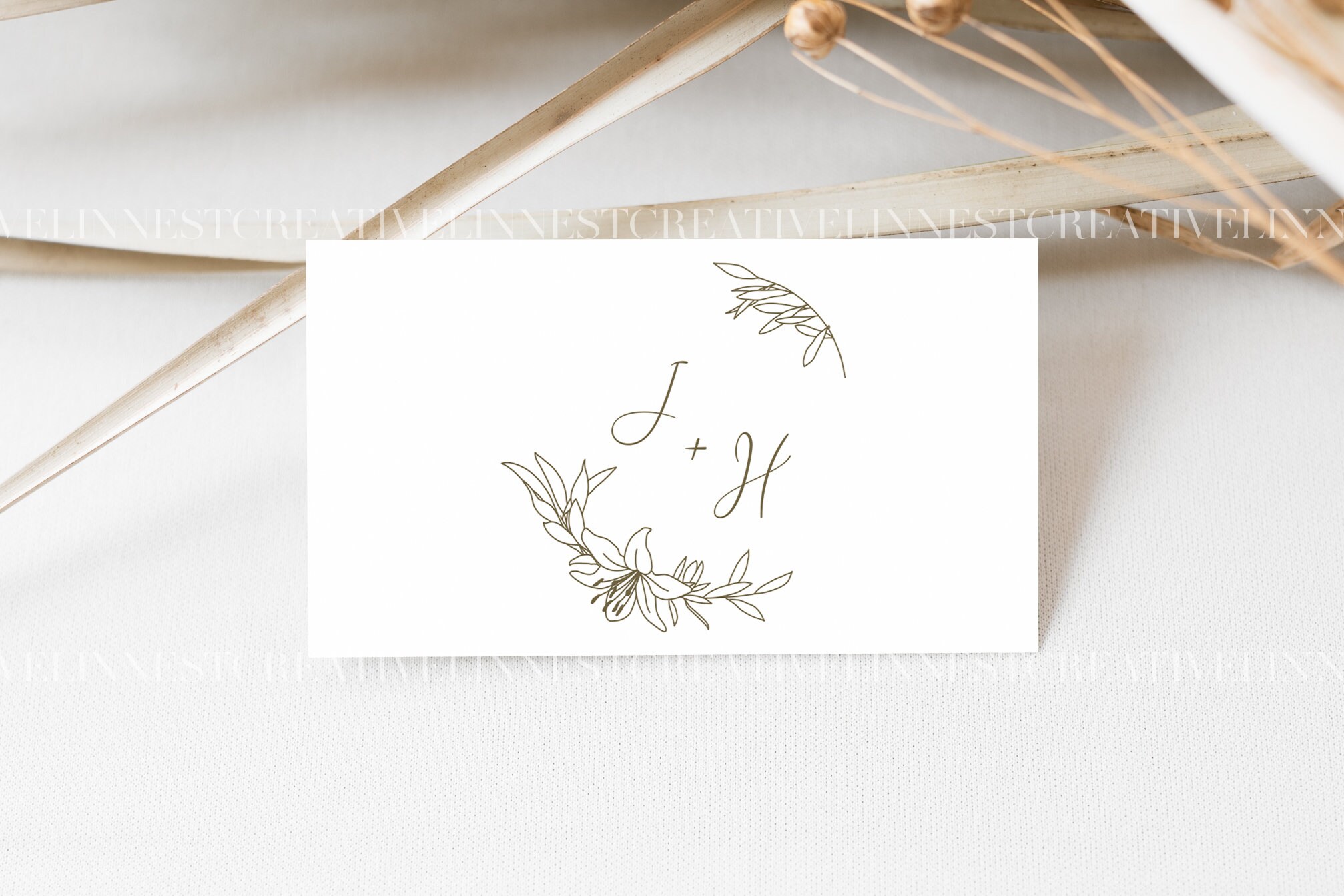 Boho business card mock up Earthy neutral place card