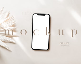Cellphone mockup, iPhone screen mockup, Boho digital invitation mockup, Electronic invite smartphone mockup, Minimal modern evite mockup 02