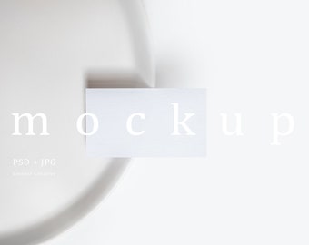3.5x2" card mockup, Business card mockup, Place card mockup, Minimalist empty white card, Smart object mockup, Neutral tones card mockup
