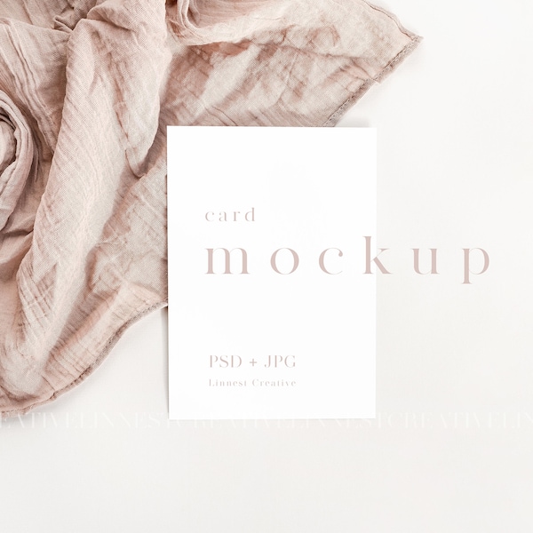 5x7" card mockup, Minimalist empty white card, Wedding stationery mockup, Greeting card mockup, Modern boho neutral tones card mockup