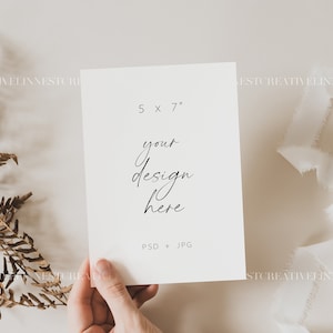 Boho card mockup, 5x7 card mockup Smart Object, Greeting card mockup, Invite mockup, White card mockup, Wedding mock up stationary 023 image 9