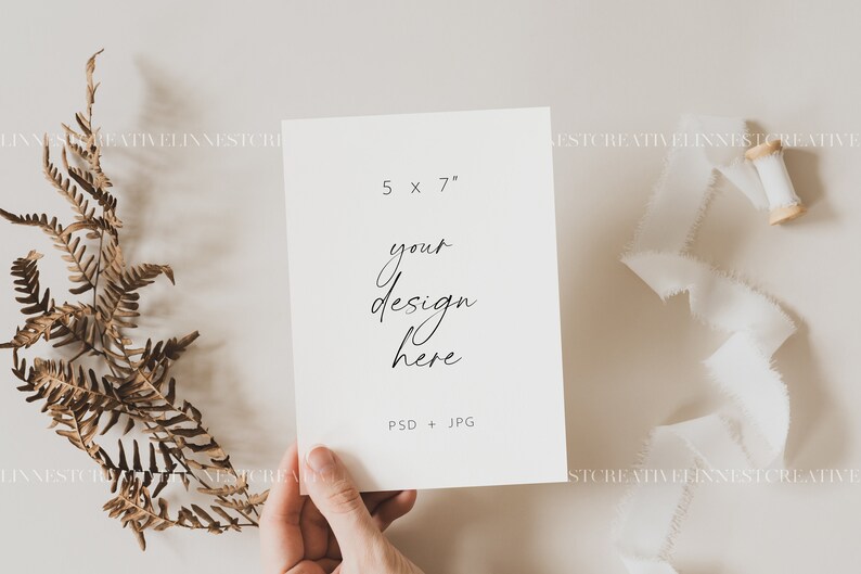 Boho card mockup, 5x7 card mockup Smart Object, Greeting card mockup, Invite mockup, White card mockup, Wedding mock up stationary 023 image 9