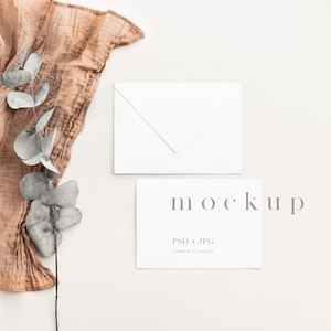 7x5" card mockup, Minimalist empty white card, Wedding stationery mockup, Greeting card mockup, White card mockup, Landscape card mockup LC5
